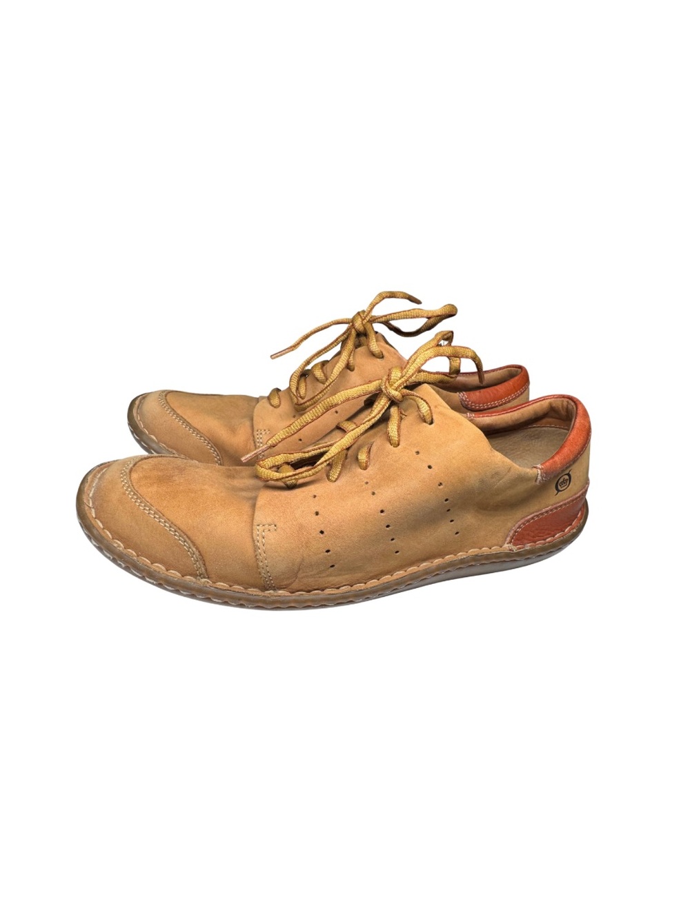 Born Men’s Lace-Up Oxfords in Tan with Orange Accent leather suede 11.5 comfort